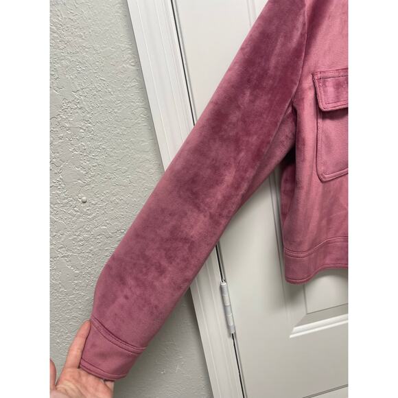 Nine West Pink Velvet Zip-up jacket cropped size large barbie girly feminine - Picture 3 of 7